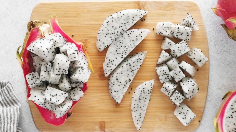 How to cut dragon fruit into cubes