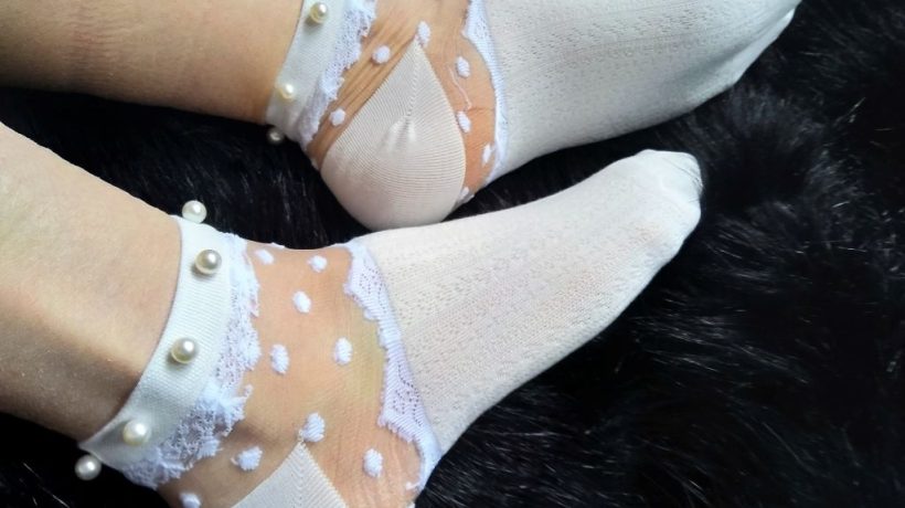 Ruffled Socks With Pearl Embellishments for Coquette Fashion