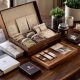 Elegant client welcome box filled with branded gifts, gourmet treats, and personalized items on wooden desk