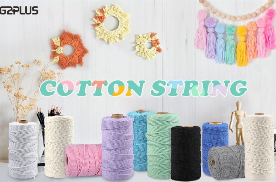 DIY crafts made with G2PLUS white string, showing creative projects.