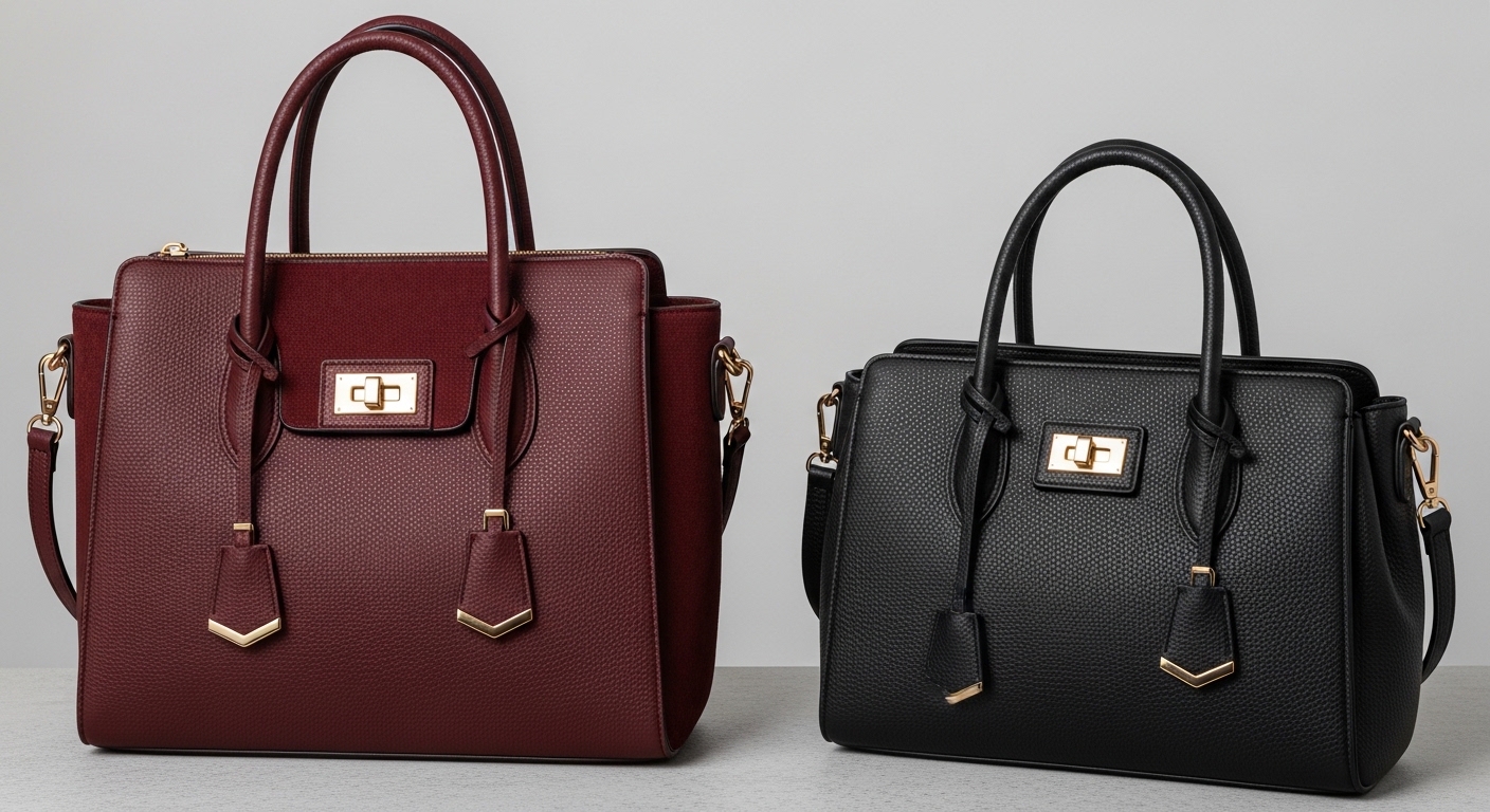 affordable luxury leather tote bag with structured handles and zipper closure