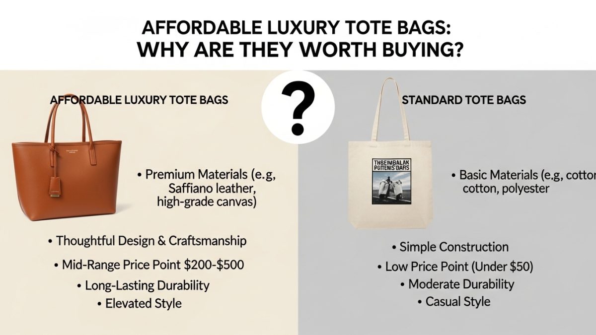 woman carrying premium affordable tote bag for office and travel use