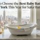Title graphic for choosing the best baby bath tub in New York featuring a modern ergonomic tub on a counter.